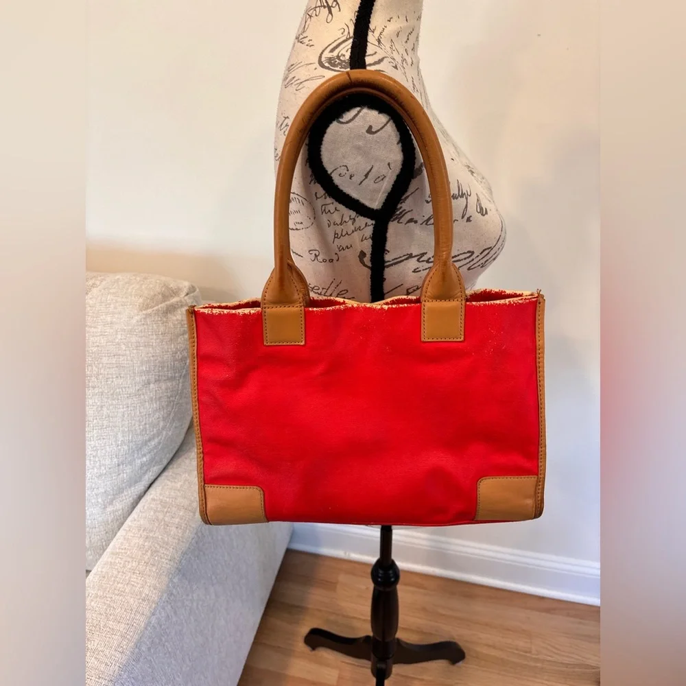 Tory Burch Red orange and tan leather tote - Picture 5 of 12